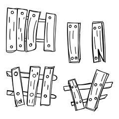 hand-drawn sketch fence with a piece of wood and nails