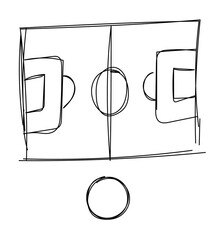 Hand-drawn sketch of a soccer field
