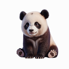 Fototapeta premium Adorable Panda in a Cozy Pose: A captivating and detailed studio shot showcases a single, adorable panda bear seated.