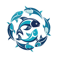 Diverse collection of stylized fish illustrations in various colors isolated on white background