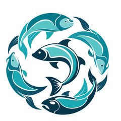 A vibrant collection of diverse stylized fish illustrations isolated on white background