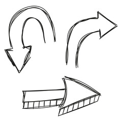 hand-drawn arrow set. Hand-drawn line arrows icons set collection. Arrow vector elements, drawn arrows, brush stroke, curly arrow collection