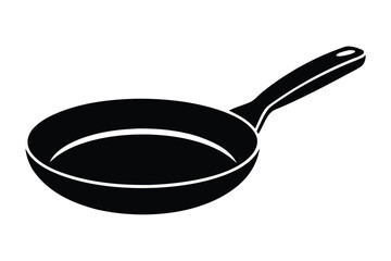 Simple Black and White Image of a Modern Skillet Pan with Handle Design