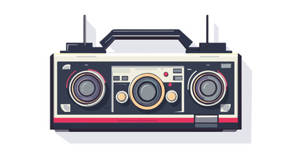 Portable Radio Cassette Flat Sticker - Simple Flat Design for Vintage Music Players