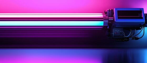 A futuristic neon light installation featuring various hues, a mesmerizing display of innovation and cutting-edge design