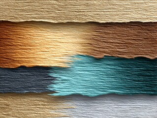 Torn metallic paper strips, textured background, design element