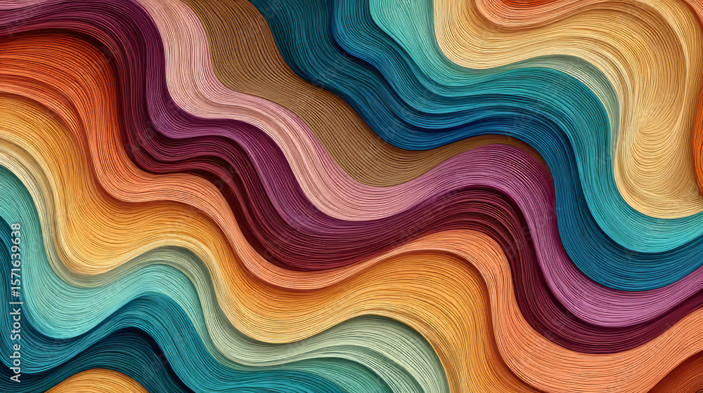 Poster abstract fluid 3d render holographic iridescent neon curved wave in motion dark background. gradient