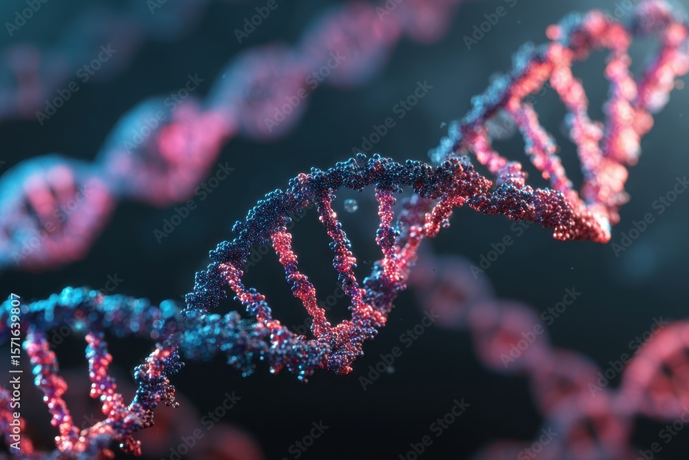 Poster concepts of anti-aging through genome editing featuring dna structures illustrated with vibrant colo