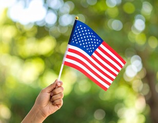 hand holding american flag