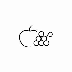 apple grapes fruit icon sign vector