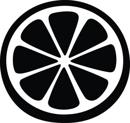 Fototapeta premium Citrus slice silhouette with radial segments and circular rind for tropical fruit icon