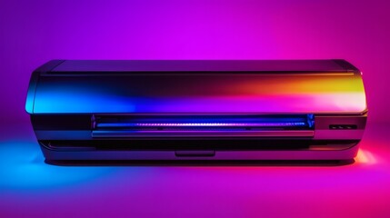 Large format printer in vibrant colorful lighting