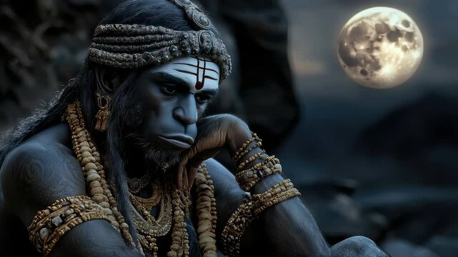 Devoted Hanuman: sacred energy, loyal servant, spiritual strength, divine protector, Ramabhakta icon, valor cultural recognition, Ramayana hero, divine power, Anjaneya reverence, epic bravery tribute.