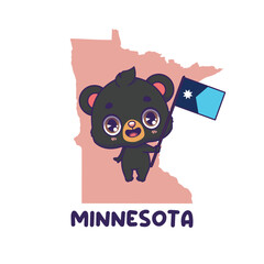 State animal Red Fox holding the flag of Mississippi