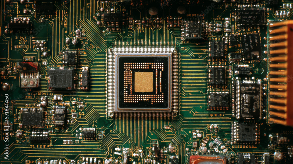 Poster circuit board. technology background. central computer processors cpu concept. motherboard digital c