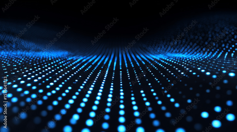 Aufkleber 3d blue techno background. big data visualization on dark space with dotted lines shape effect decor