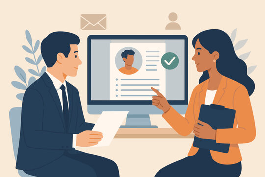 Human resources recruitment interview, business professionals reviewing candidate resume, talent validation, staff selection, employment hiring, HR team choosing applicant, job vacancy scan - Powered by Adobe