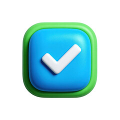 check mark button 3d icon in cartoon plastic style minimal isolated on white background, 