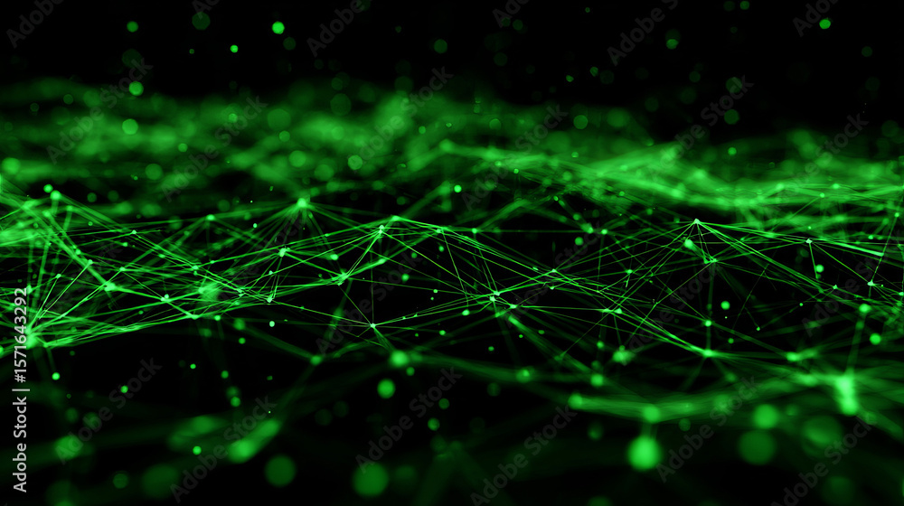 Poster a visually striking 3d illustration showcasing an abstract network of interconnected data lines and 