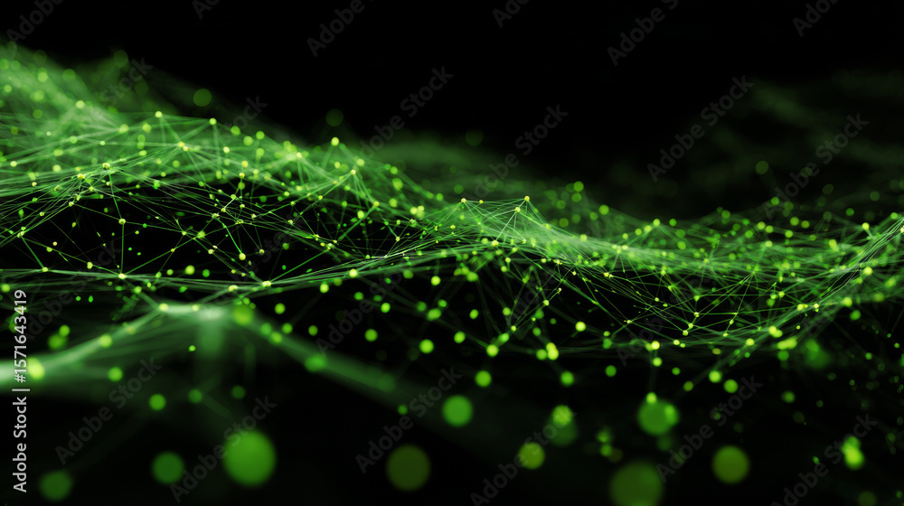 Poster a visually striking 3d illustration showcasing an abstract network of interconnected data lines and 