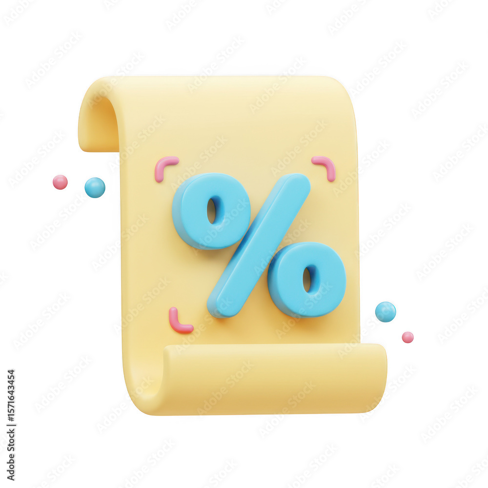 Poster a stylized percentage symbol on a scroll represents a sale isolated on transparent background