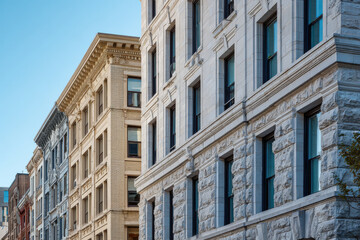 Fototapeta premium modern architectural facades showcase blend of classic elements reinterpreted for contemporary design