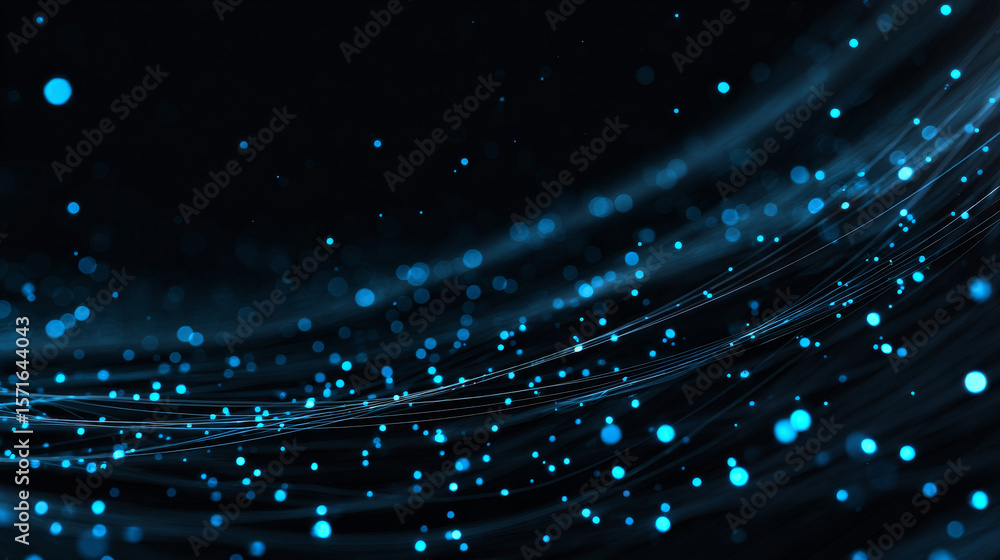Poster 3d blue techno abstract background overlap layer on dark space with glowing dots shape decoration. m