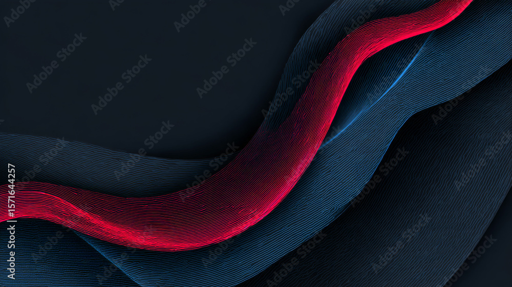 Poster modern futuristic blue and red dynamic wavy line dotted texture on dark blue background with copy sp