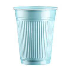 Light blue plastic cup featuring a ribbed texture, ideal for disposable use at events and parties....