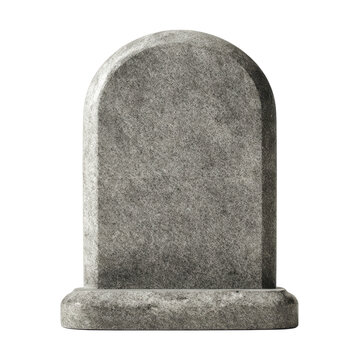 Simple Grey Headstone With Rounded Top, crafted from smooth stone, ideal for memorials or gravesites. isolated on white background 