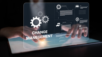 Change management strategy combining innovation, globalization, and teamwork to enable business...