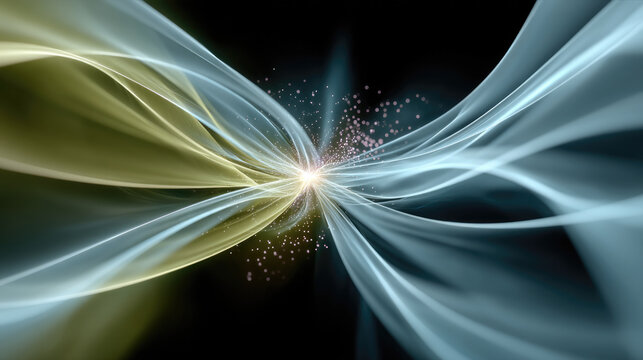 Energy light abstract flow dynamic swirl blue yellow glowing particle futuristic motion science technology background wave power electric digital