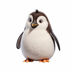 Chubby penguin in isolation: A cute and cuddly penguin, showcasing endearing charm. This digital creation captures its adorable essence with detailed accuracy. 