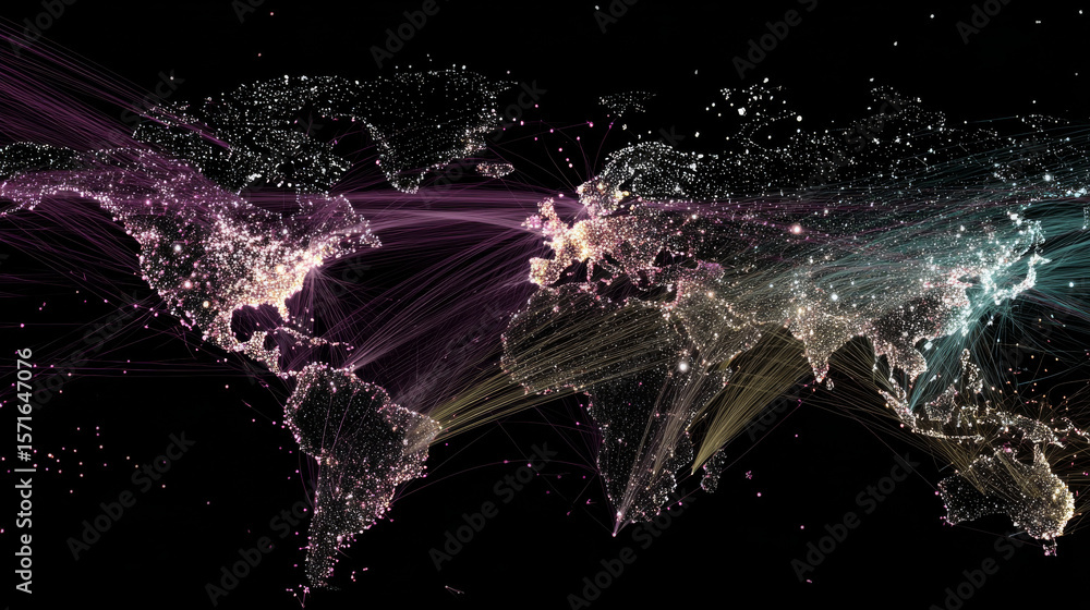 Poster global network connection banner design template. header social network communication in the global 