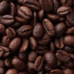 Fototapeta premium Abstract pattern of coffee beans, roasted and aromatic. Caffeine, texture.
