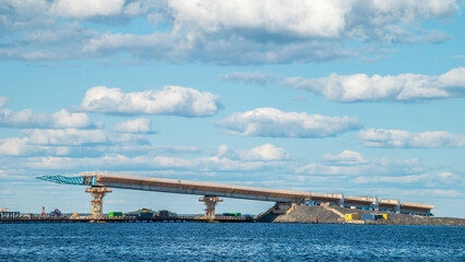 Section of the sea bridge construction