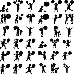 Kids Flying Paper Lantern Silhouette Set – Festival of Light Icons