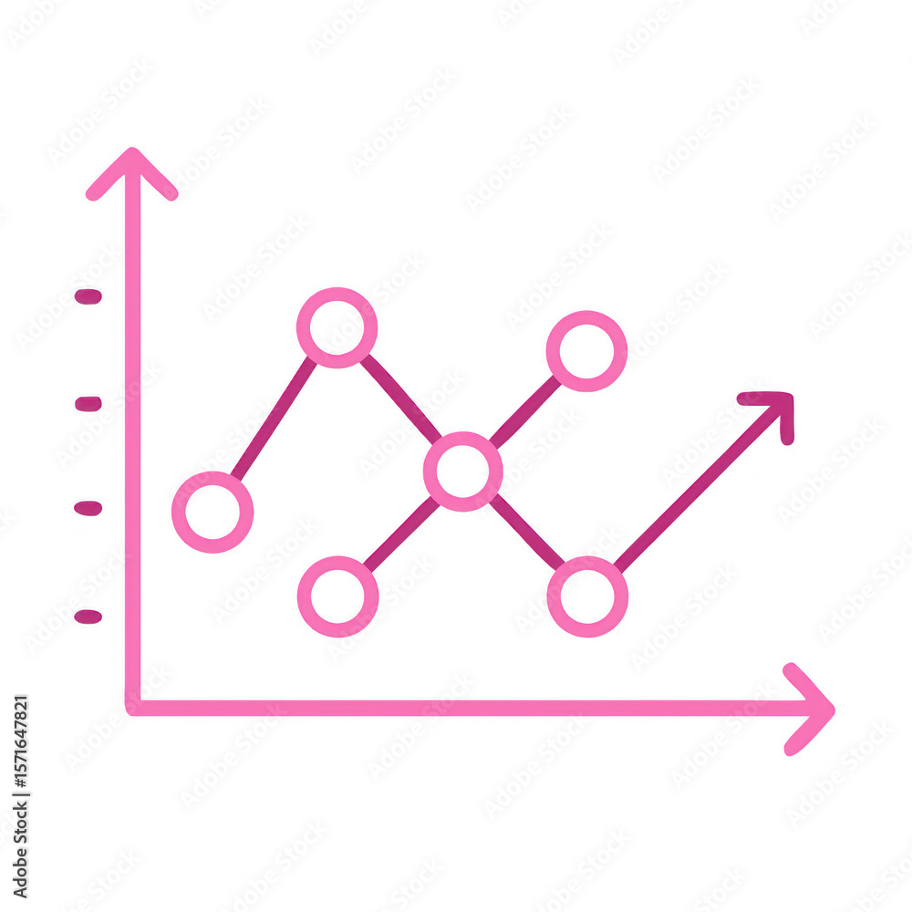 Aufkleber pink line graph with nodes and upward trend isolated on transparent background
