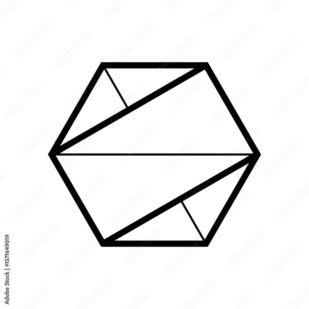 Fototapete Geometric hexagonal logo icon. Hexagon concept vector design with minimalistic linear style