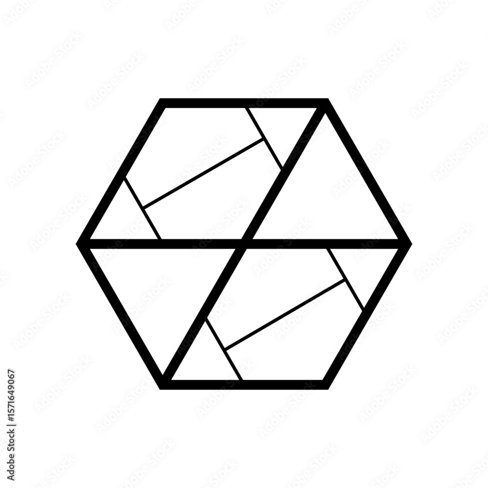 Fototapete Geometric hexagonal logo icon. Hexagon concept vector design with minimalistic linear style