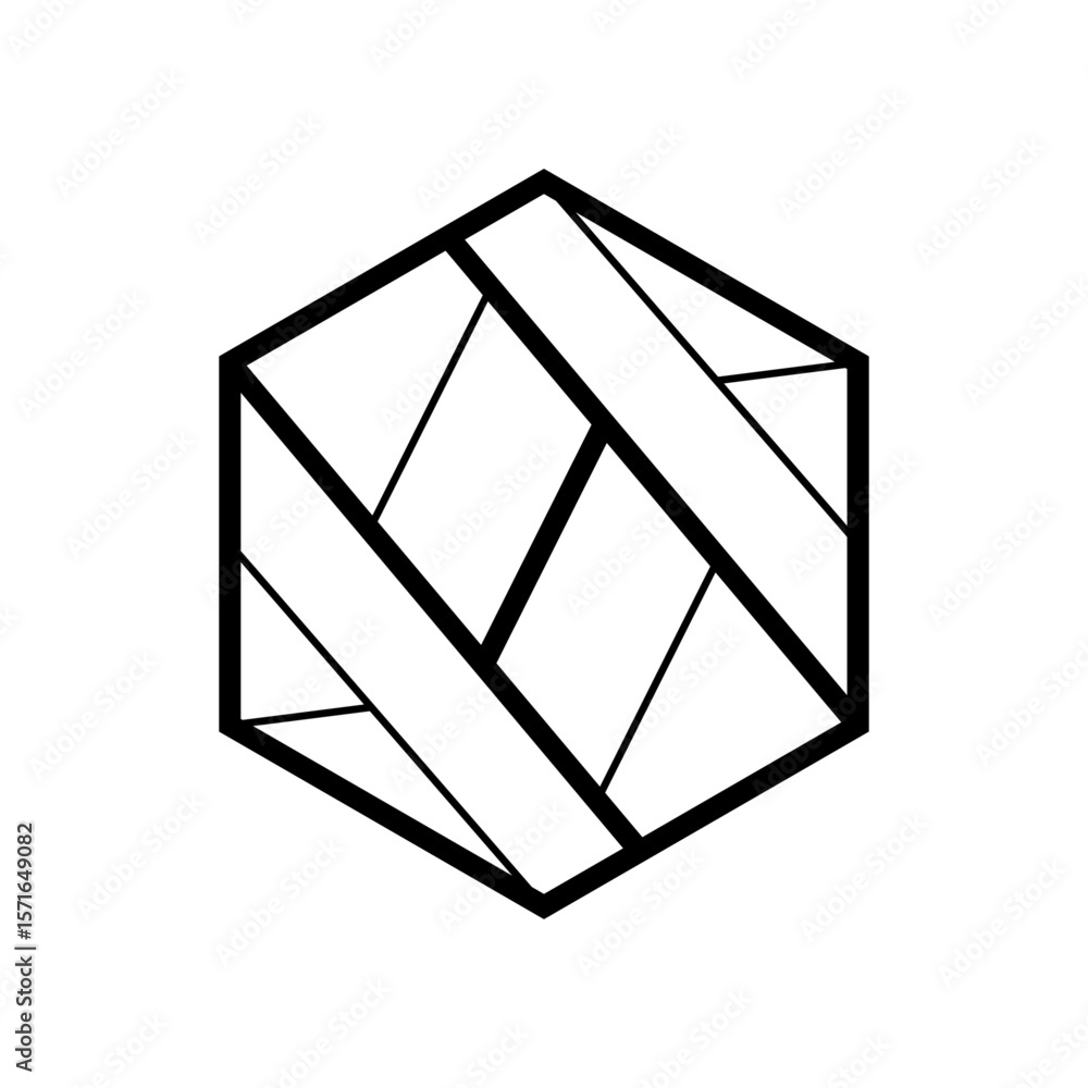 Fototapete Geometric hexagonal logo icon. Hexagon concept vector design with minimalistic linear style