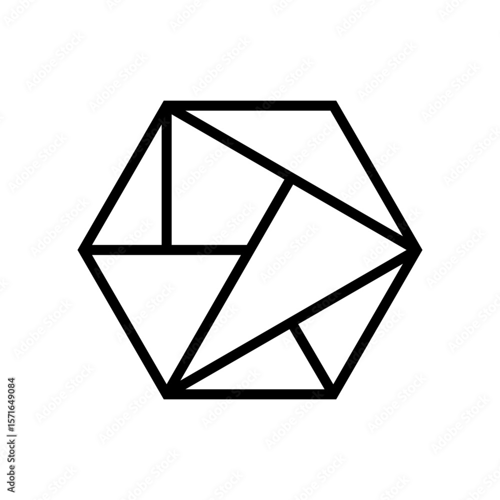 Fototapete Geometric hexagonal logo icon. Hexagon concept vector design with minimalistic linear style