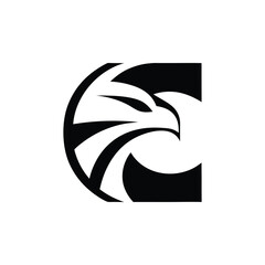 abstract black and white eagle logo on white background 