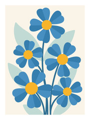 Modern style trendy botanical wall art with floral design, Abstract flower poster.
