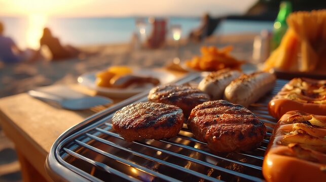 A Picturesque Day at the Beach with a Portable Grill - Powered by Adobe