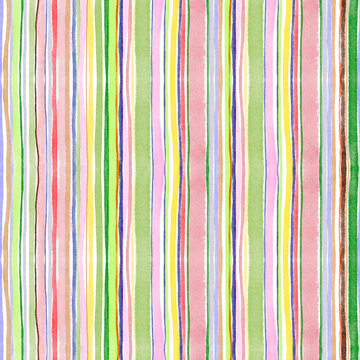 Seamless striped colorful watercolor pattern with abstract lines. Ideal for textile, wallpaper, wrapping, and surface design. Hand drawn texture for prints, backgrounds, and decor elements.