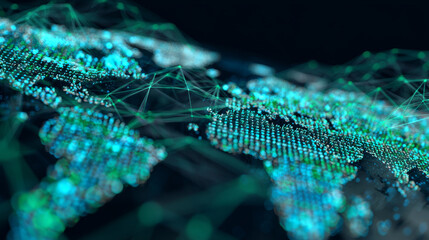 Digital technology poster cover speed connect blue green background, cyber information, abstract communication, innovation future tech data, internet network connection, Ai big data blend illustration