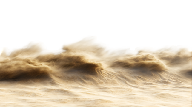 Golden sand dunes cascade in this transparent background offering versatile design elements for deserts, textures, and arid landscapes.