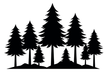 Fototapeta premium Abstract Black Pine Tree Silhouette – Minimal Nature Illustration for Eco-Friendly Design Projects