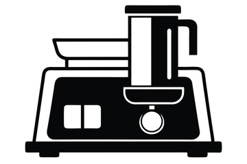 Black and White Food Processor Illustration Kitchen Appliance, Blending, Chopping, Pureeing Design